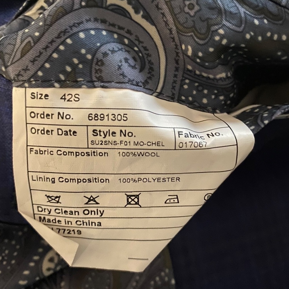 Joseph Abboud Mens 42S Wool Sport Coat Navy Blue Glen Plaid Blazer Sport Coat - Picture 5 of 5